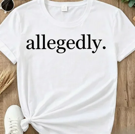 2026 New Arrival Women 100% Cotton Crew Neck T-Shirt Allegedly Letter Graphic Print Short Sleeve Casual Daily Outfit Basic Top T-Shirt