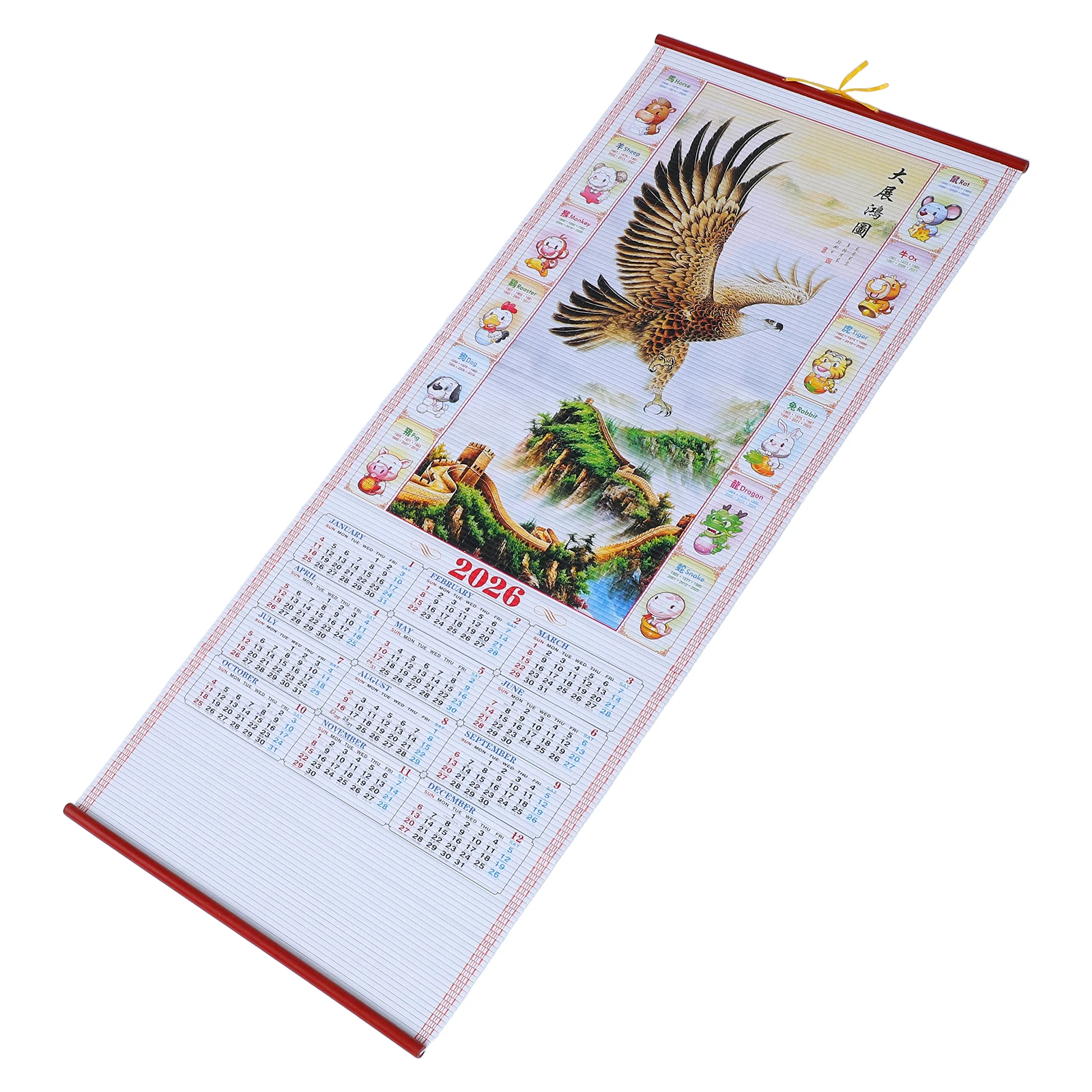 1 قطعة السنة الصينية الجديدة جدار التقويم 2026 فنغ شوي زودياك الحصان القمري التقويم الجدار الشنق التمرير التقويم اليومي مخطط #3