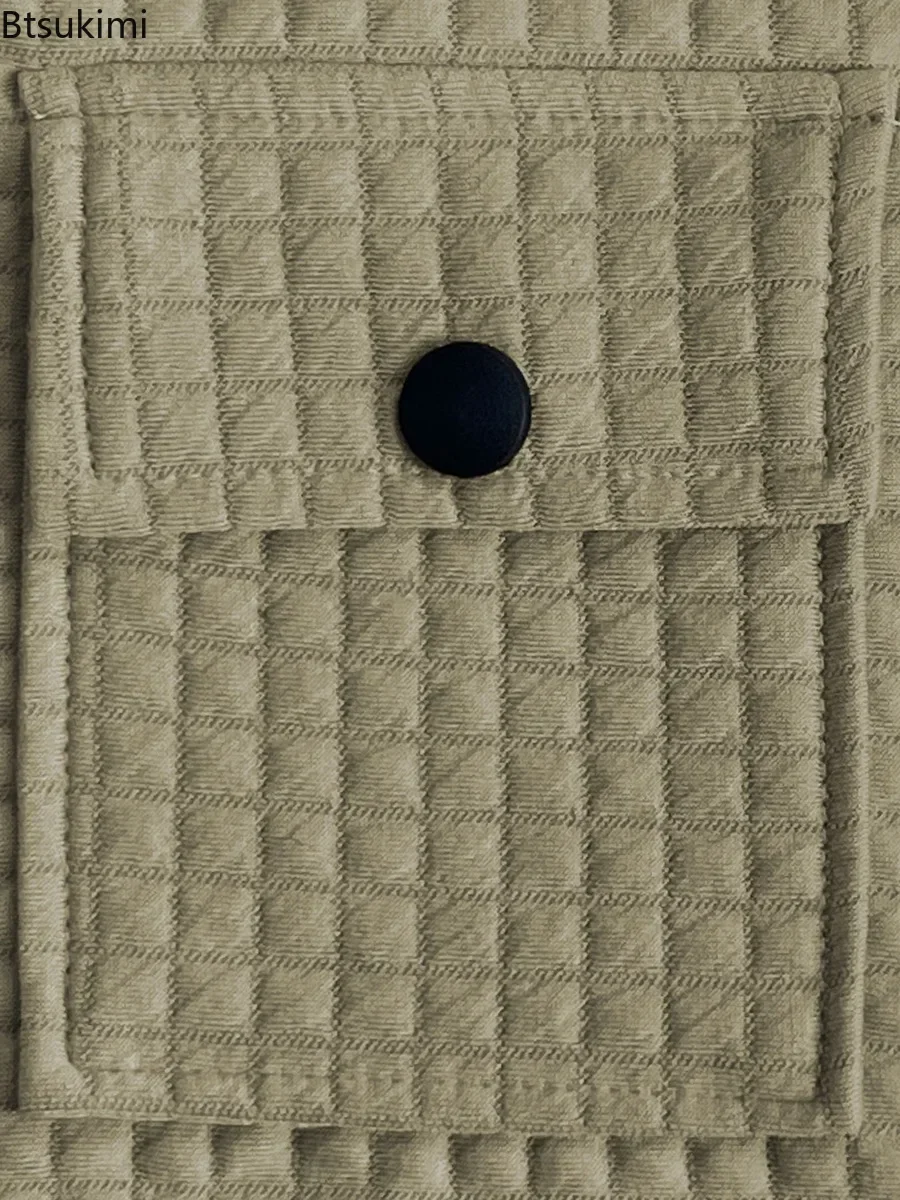 Spring Autumn Men's Fashion Turn-down Collar Long Sleeve Jacket Solid Color Korean Casual Shirt Coat Trend Simplicity Shirt Male