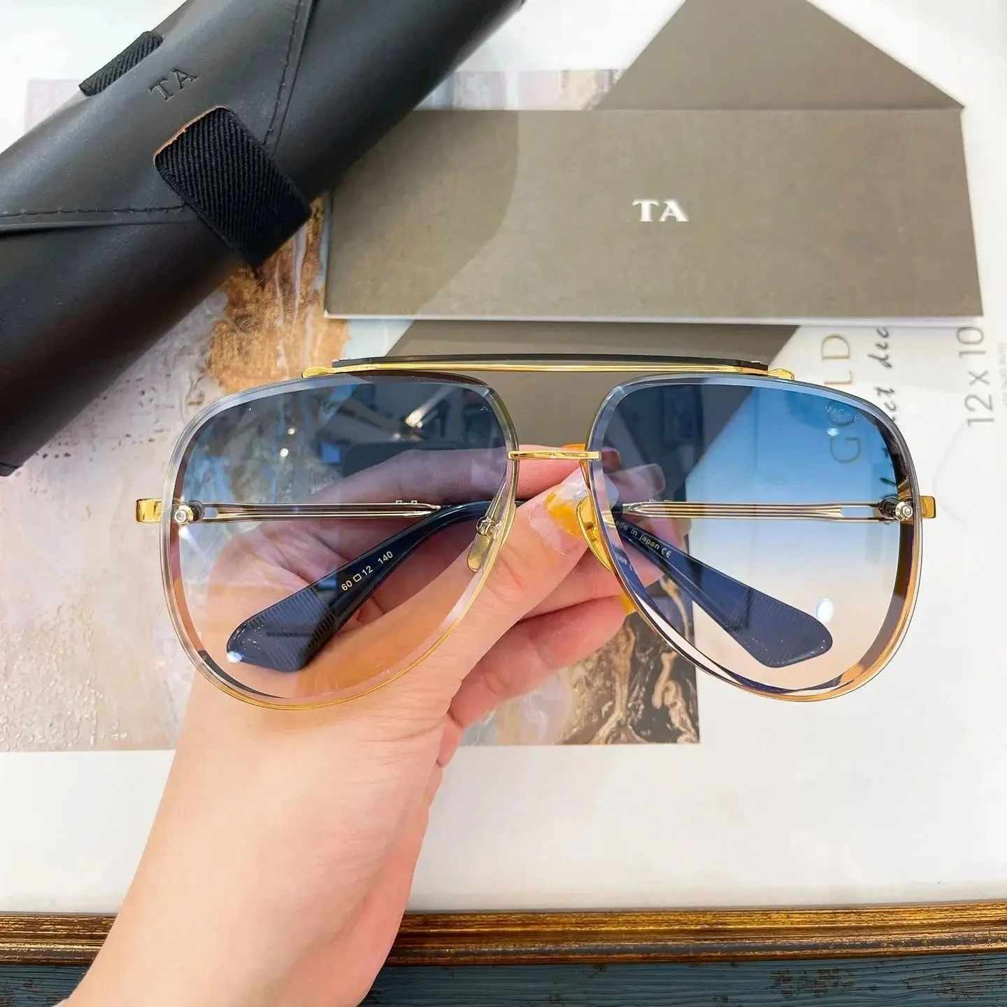 

Original Factory For DIYTA DT MACH EIGHT With Brand Box Oval Gold Alloy Frame Gradient Driving Anti-Glare Men Women Sunglasses