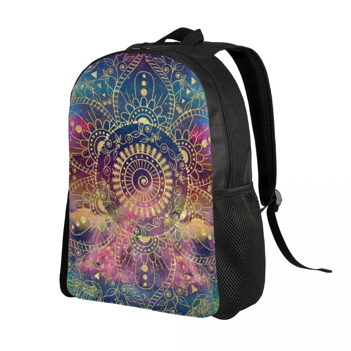 Custom Gold Mandala Laptop Backpack Men Women Basic Bookbag for College School Students Buddhism Aum Yoga Meditation Bag