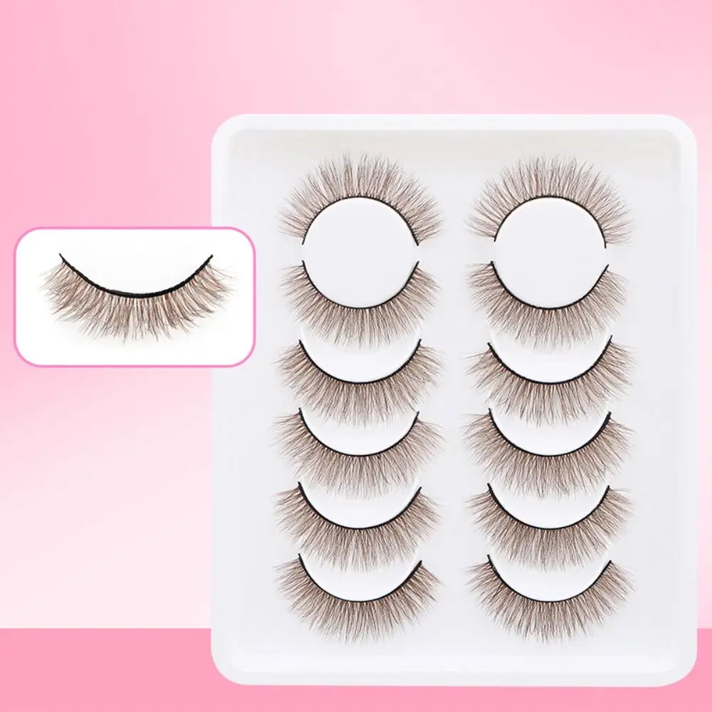 6 Pairs 3D Faux Nertsen Valse Wimpers Zwarte Band Natuurlijke Look Wimpers Zachte Natuurlijke Lange Piekerige Oogmake-up Gereedschap