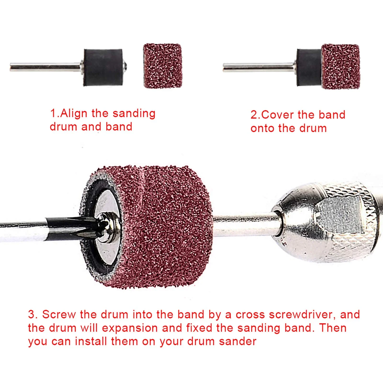 51Pcs 샌딩 드럼 키트 80-600Grit 드럼 샌더 네일 샌딩 밴드 슬리브 (Dremel 로타리 도구 용 드럼 맨드릴 포함)