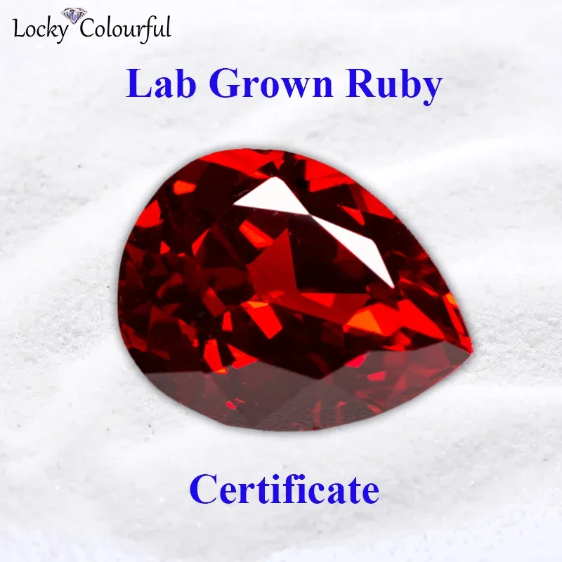 

Lab Grown Ruby Pear Shape Top Quality Red Color Charm Beads for Diy Jewelry Making Bracelet Earrings Selectable AGL Certificate