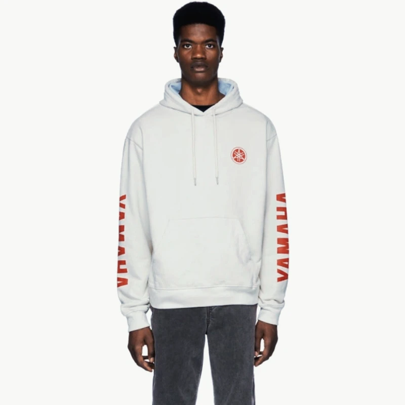 John Elliott Sudadera con capucha con logo Yamaha Edition beige y azul John Elliott