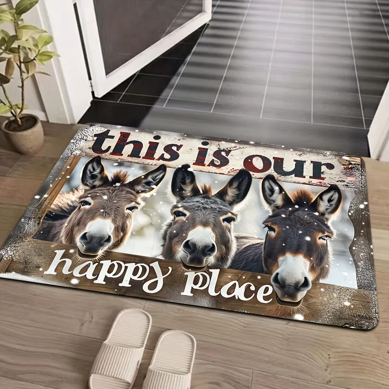 Three Donkeys Gaming Room Rug – Machine-Washable Non-Slip Mat for Bathroom, Kitchen, Living Room or Entryway Decor