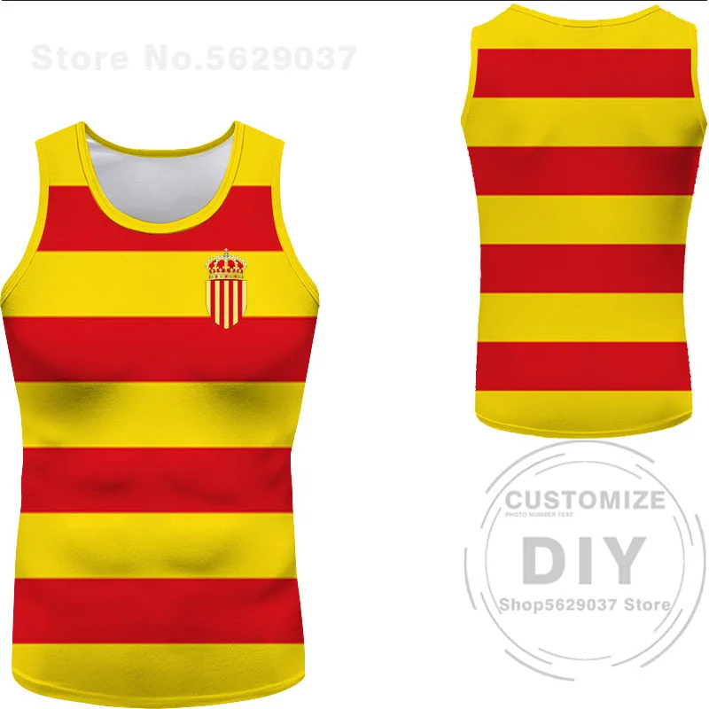 Catalonia Vest Free Custom Made Name Barcelona Tank Top Print Text Word Girona Tarragona Lleida Manresa Spanish Sleeveless Shirt