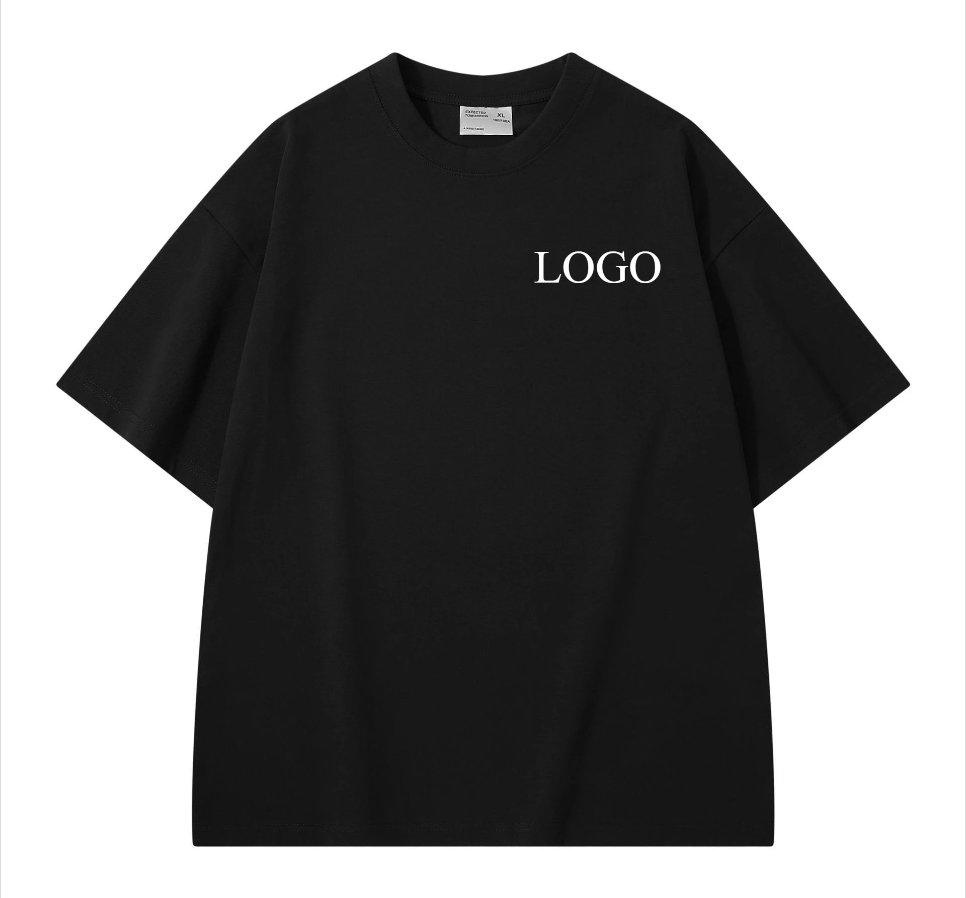 Personalizza il tuo design T-shirt da uomo in cotone pesante 300GSM Estate Camicie a maniche corte casual larghe da donna di alta qualità Logo fai da te