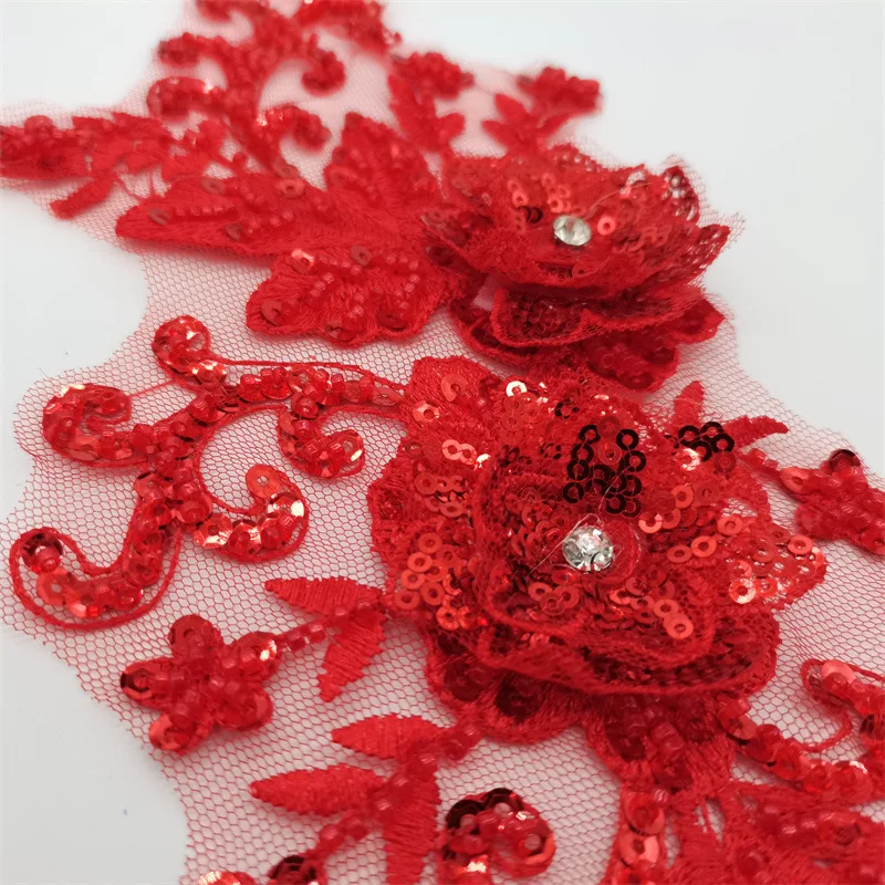 10Pcs Clothing Applique for Bridal Wear Couture Embroidery Patch Embroidered Lace Flower Patch with Sequins view 5