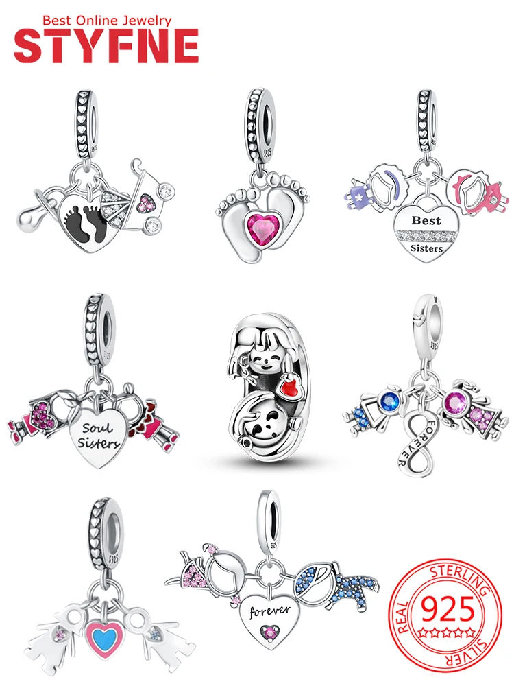 

Charms Silver 925 Hearts MOM Love Girls Boys Beads Fit Original Bracelets Beads Charms Jewelry Making Fine Jewelry Gift