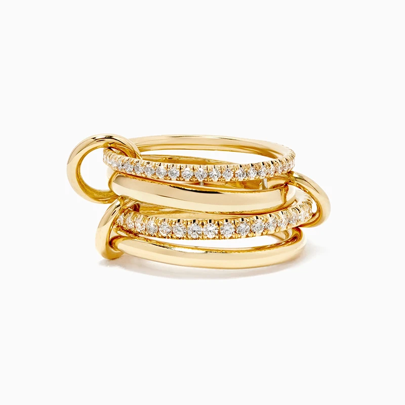 Luxury Unique Fine Jewelry Four Linked Eternity Band Combination 925 Sterling Silver Rings for Girls