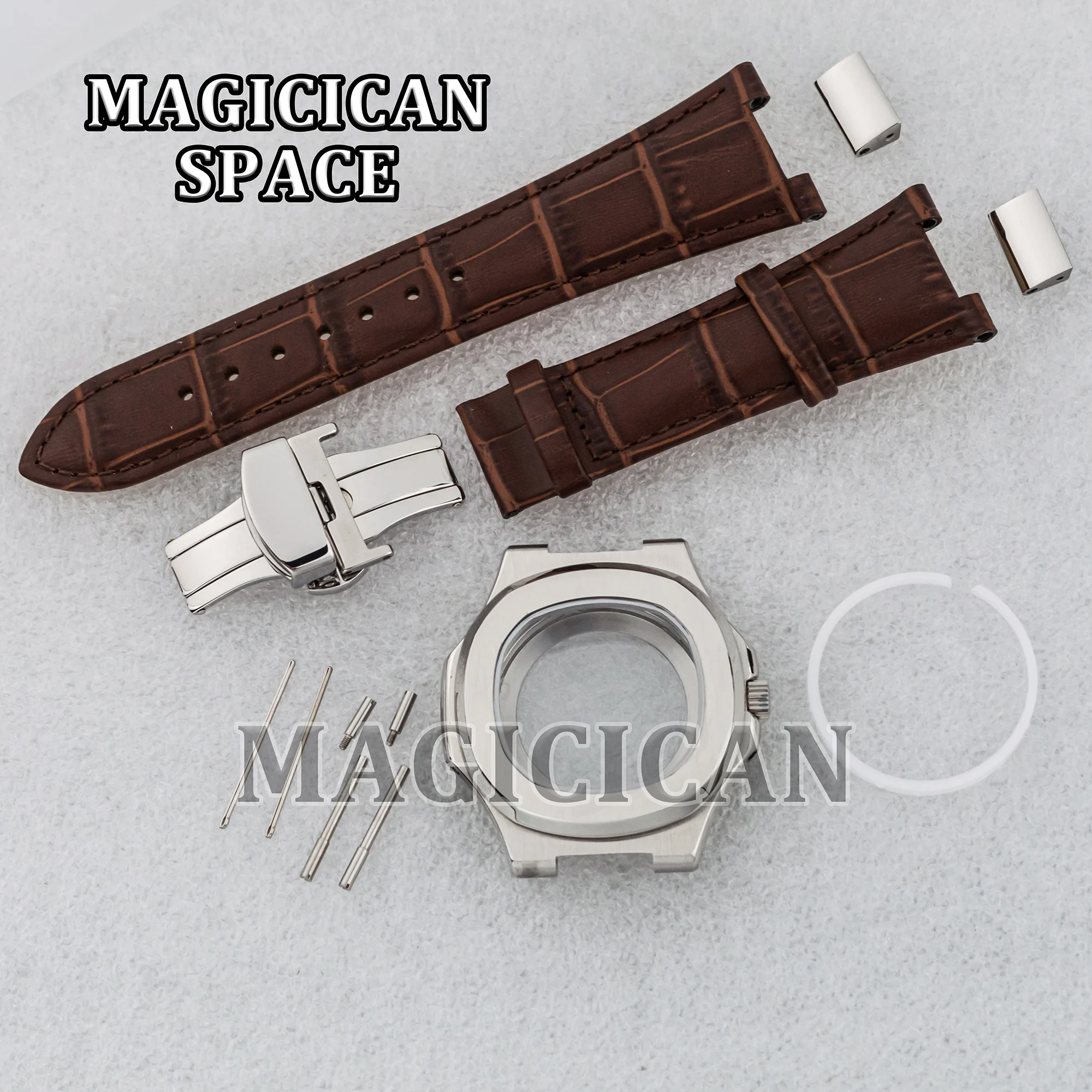 

41mm 100M Waterproof NH35 Watch Case Genuine Leather Strap Sapphire Crystal for Nautilus Watch Accessories NH35/NH36 Movement