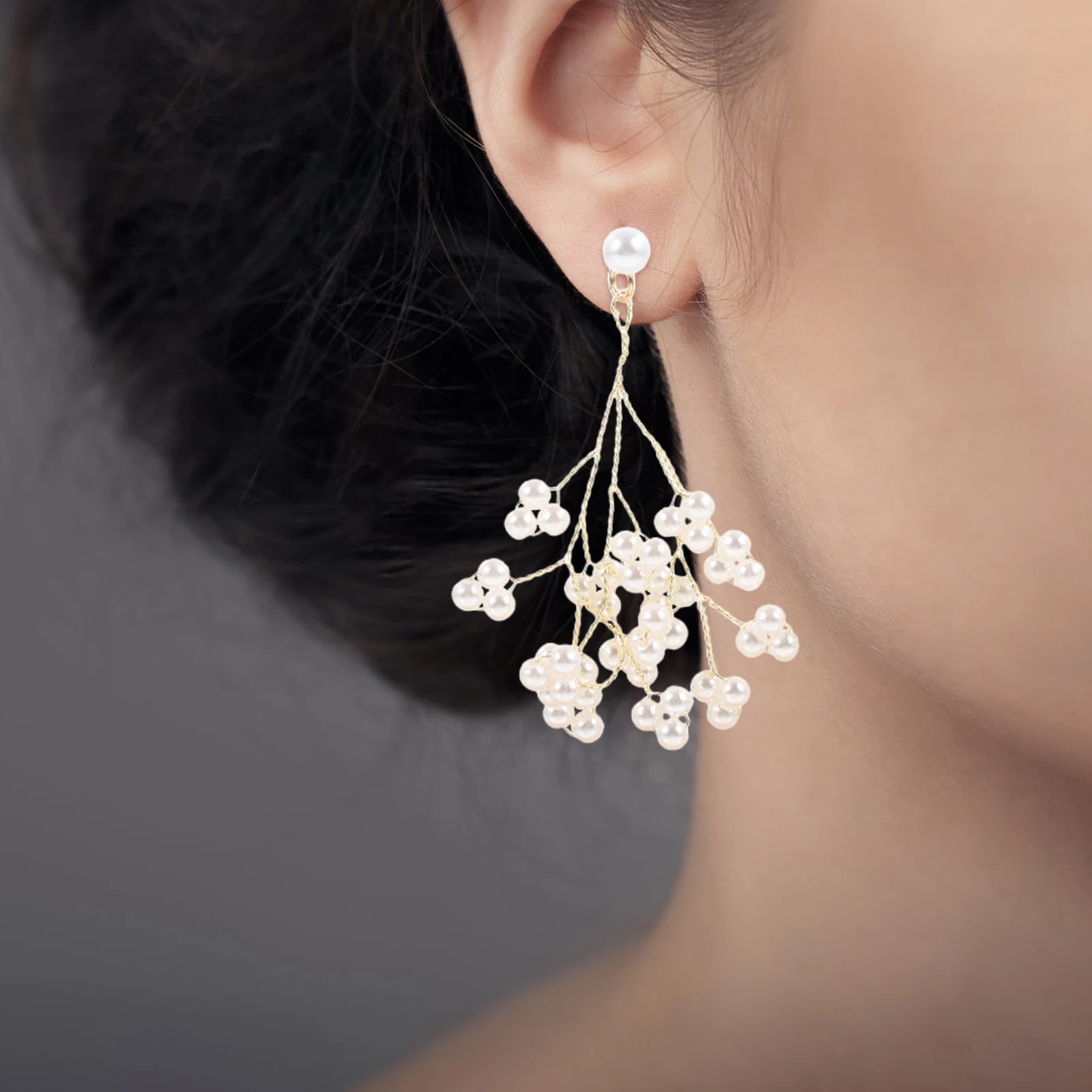 

Pearl Dangler Earrings Unique Fashion Woman Jewelry Elegant Lady Leaf Shell Style for Party Daily Wear Gift