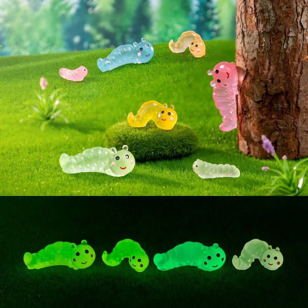 Glow-in-the-Dark Simulated Caterpillar - DIY Terrarium & Succulent Garden Decor Accessory