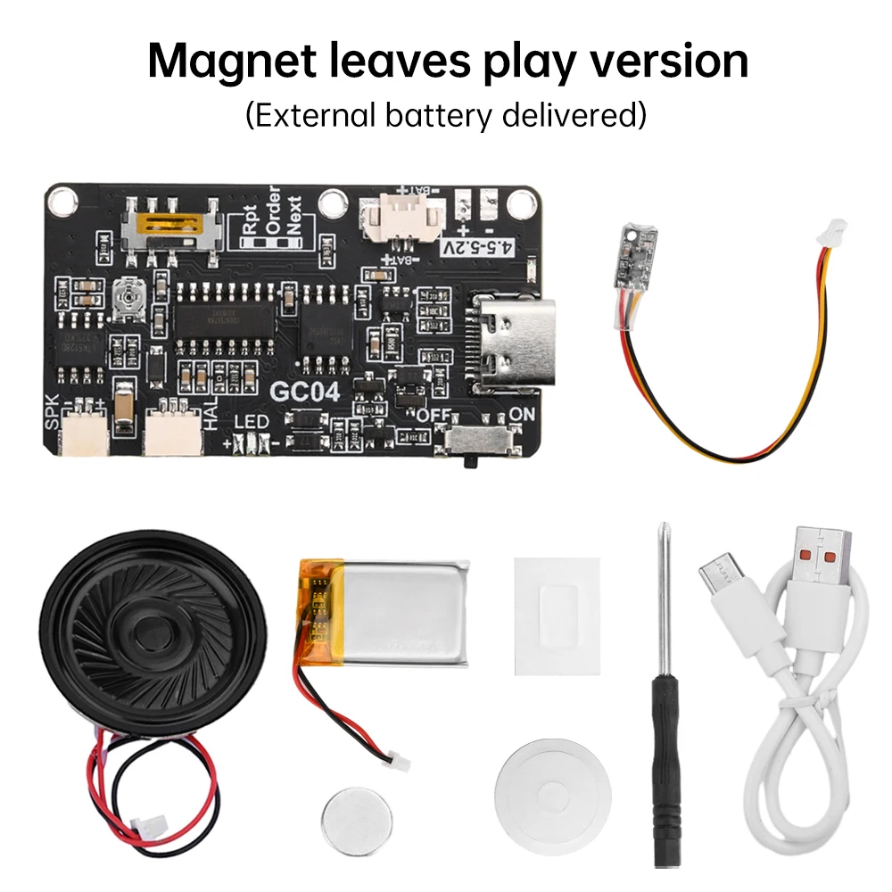 GC04 DIY Magnetic Control Recording Sound Module TYPE-C 8M MP3 Download Voice Module Movement Creative Gift Birthday Card