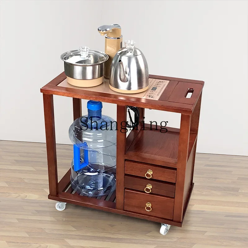 SM mobile solid wood tea cart, simple rosewood tea set automatic Kung Fu tea table