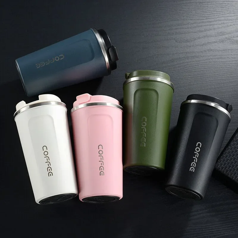 500/380ml Coffee Cup Hot Cup Travel Mug Cup Insulated Airless Bottle Straight Mouth Cup Creative Airless Portable Cup