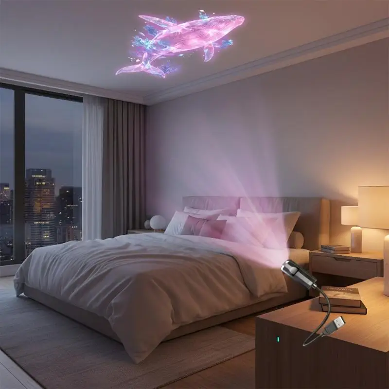 LED USB Ocean Projector Light - 8Pcs Marine Life Light Panels Ceiling Decorative Night Lamp For Kids Room Bedroom