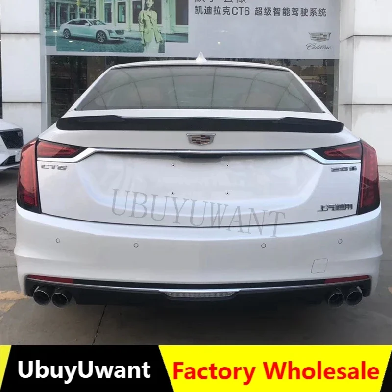 

For Cadillac CT6 2019 ABS Plastic Fake Carbon Fiber Exterior Rear Spoiler Tail Trunk Boot Wing Decoration Car Styling