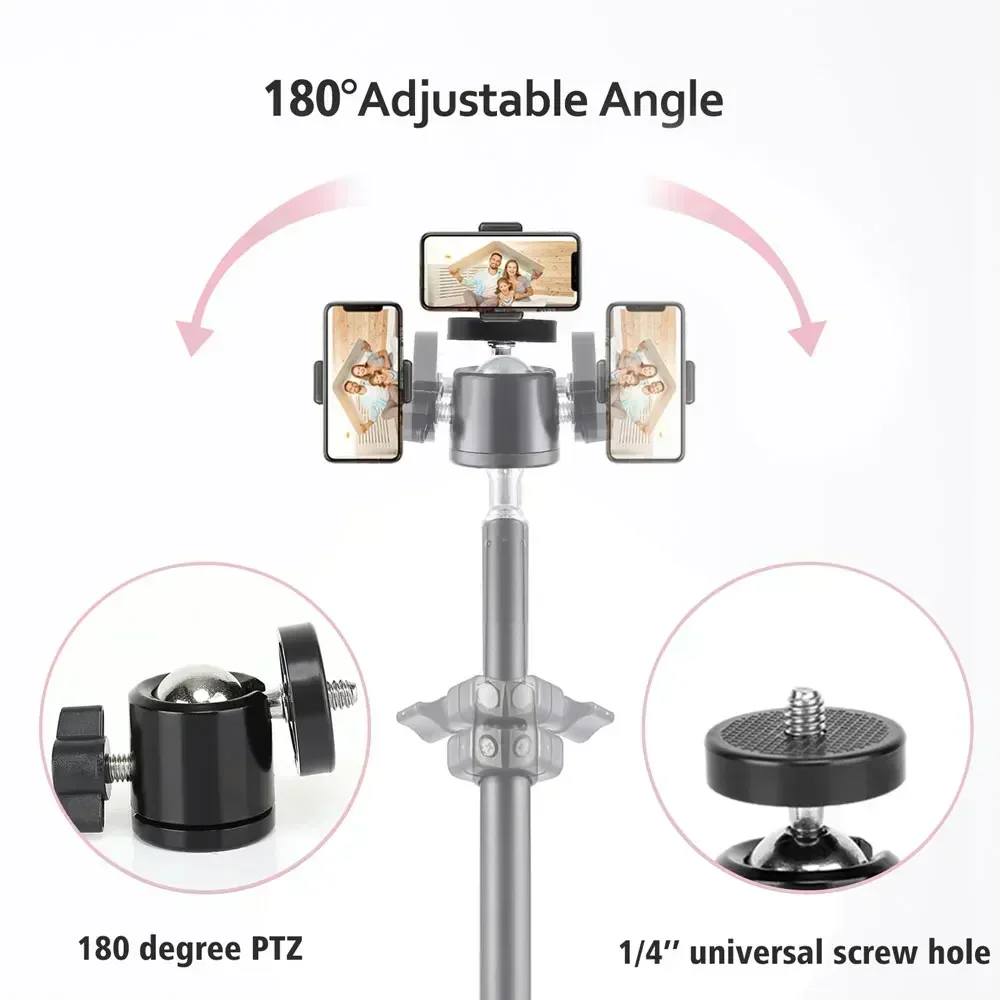 1.1m/110cm Trasmissione in diretta Treppiede Tipo di atterraggio Ancoraggio per fotocamera Selfie Telaio luminoso Supporto per termometro in metallo Tubo di prolunga a 149 cm