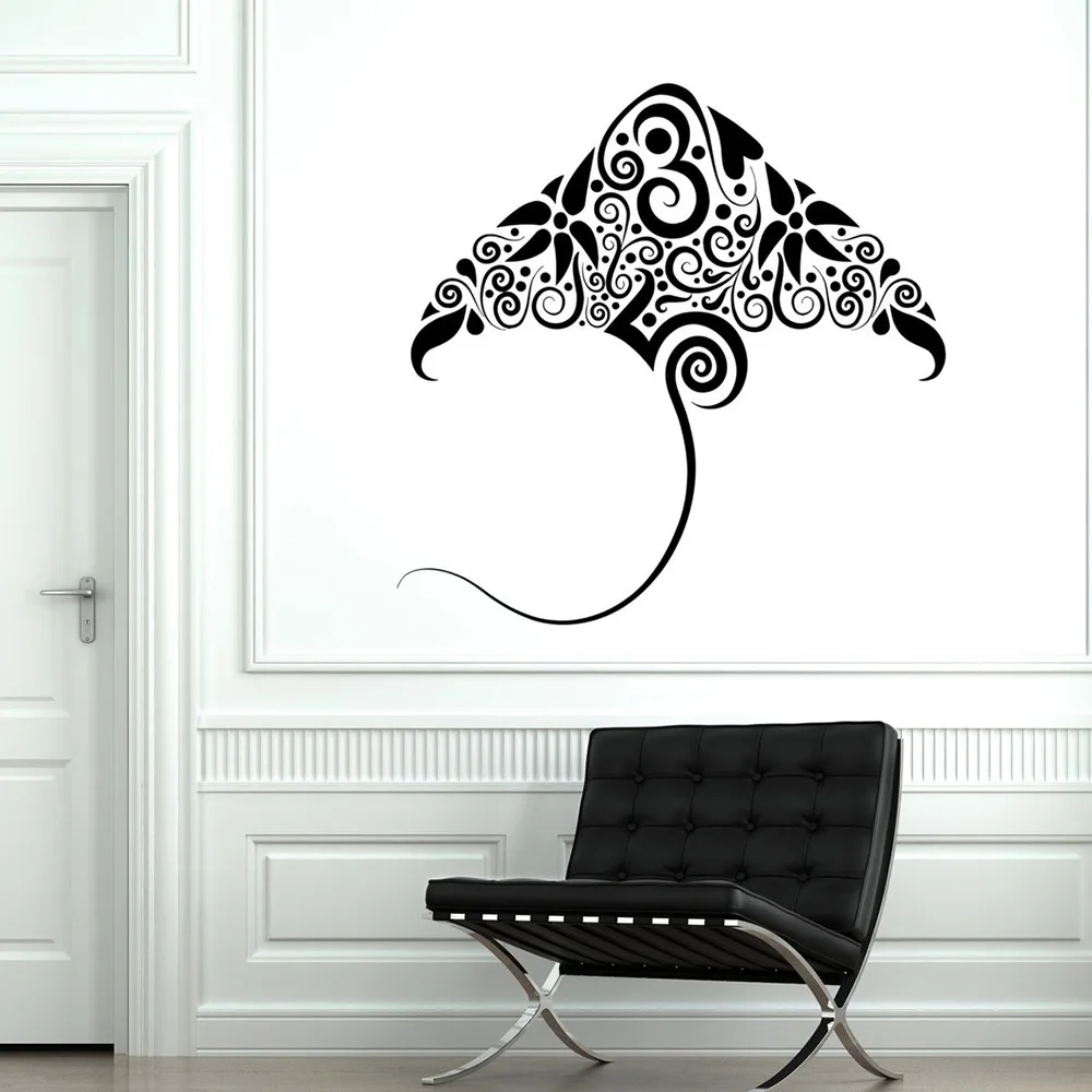 Ocean Animals Wall Decal Stingray Ocean Marine Ornament Wall Sticker for Home Interior Room Decor Mural Vinyl Art Decal A367