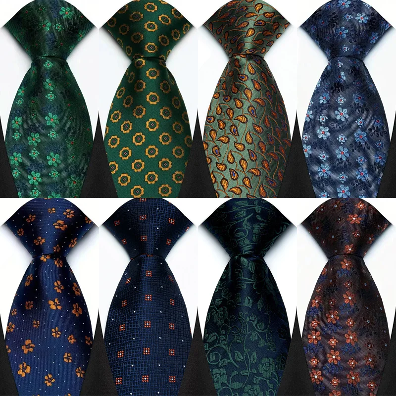 Nueva corbata clásica de 8 cm para hombre, verde, azul, marrón, con estampado floral de lunares, para negocios, bodas, trajes, accesorio de vestir, gravatas, regalo.