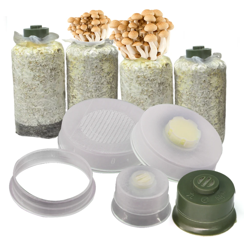 Mushroom Bag Lock Loop Cap Polypropylene Mushroom Grow Ring Autoclaved Sterilization Sealable Filter Cover Gardening Accessorie