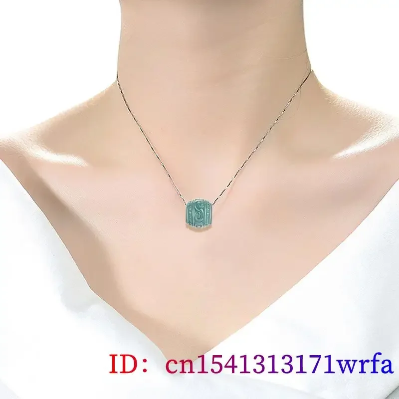 Collana con ciondolo con perline di giadeite blu Myanmar Talismani di design da uomo Accessori in giada birmana naturale Regalo Fascino di gioielli veri