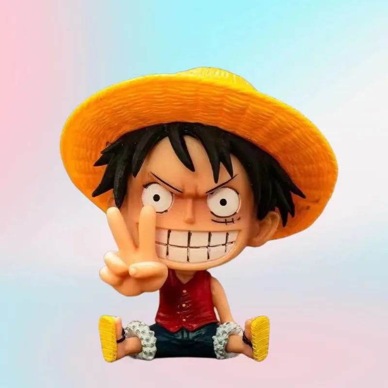 Anime One Piece Luffy Zoro Sanji Robin Nami Usopp Cartoon Q version figure collection model desktop ornaments children's toys