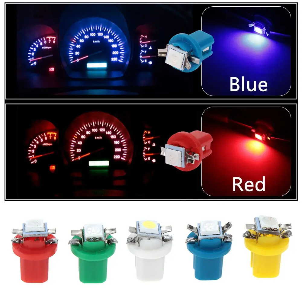 10Pcs Dashboard instrument Light Car Gauge Speed Dash Bulb Wedge Interior Lamp B8.5D 509T B8.5 5050 Led 1 SMD T5 Lamp