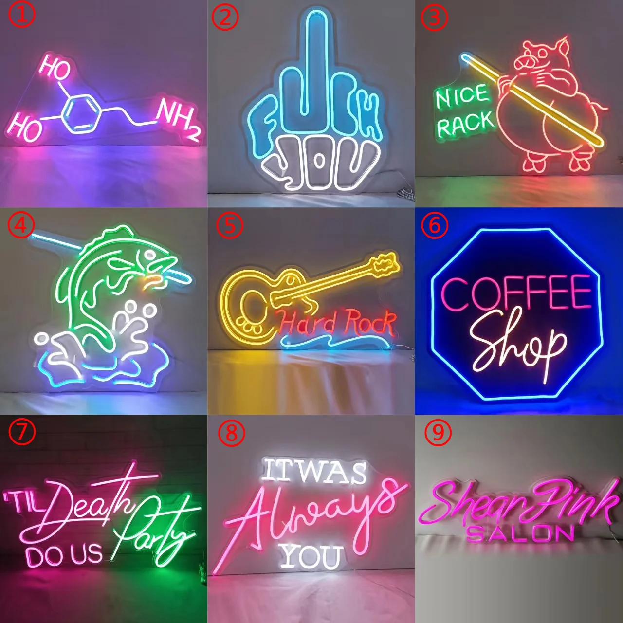 Customized High Quality Acrylic Cheap LED Neon Sign Light For Bar Coffee Shop Event Party Wedding Advertisement Show  Decoration