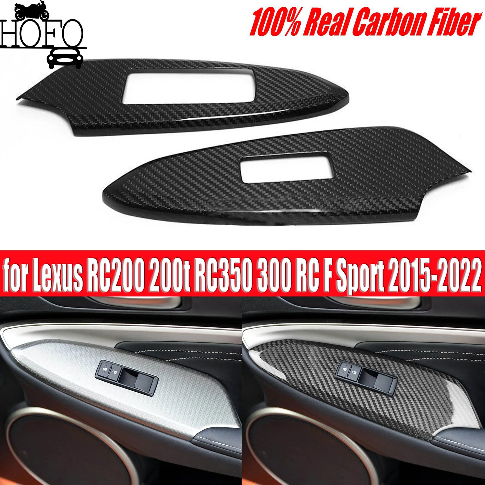 Carbon Fiber Window Switch Panel Cover Trim for Lexus RC200 200t RC350 300 RC F Sport 2015-2022
