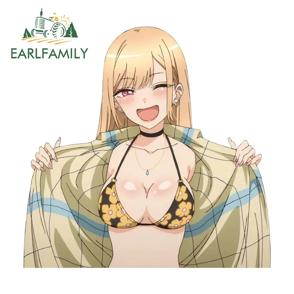 EARLFAMILY 13 cm x 12.7 cm per Marin Kitagawa Adesivo per auto Protezione solare Divertente Decalcomania per moto Tavola da surf impermeabile Grafica per etichette per auto