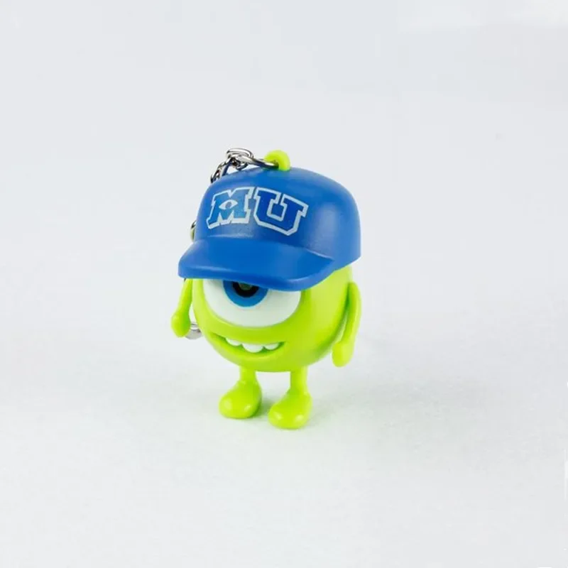 MINISO Monsters University Mike Keychain LED Light Sound Anime Wazowski Mr.Q Action Figures Pendent Toy Gift