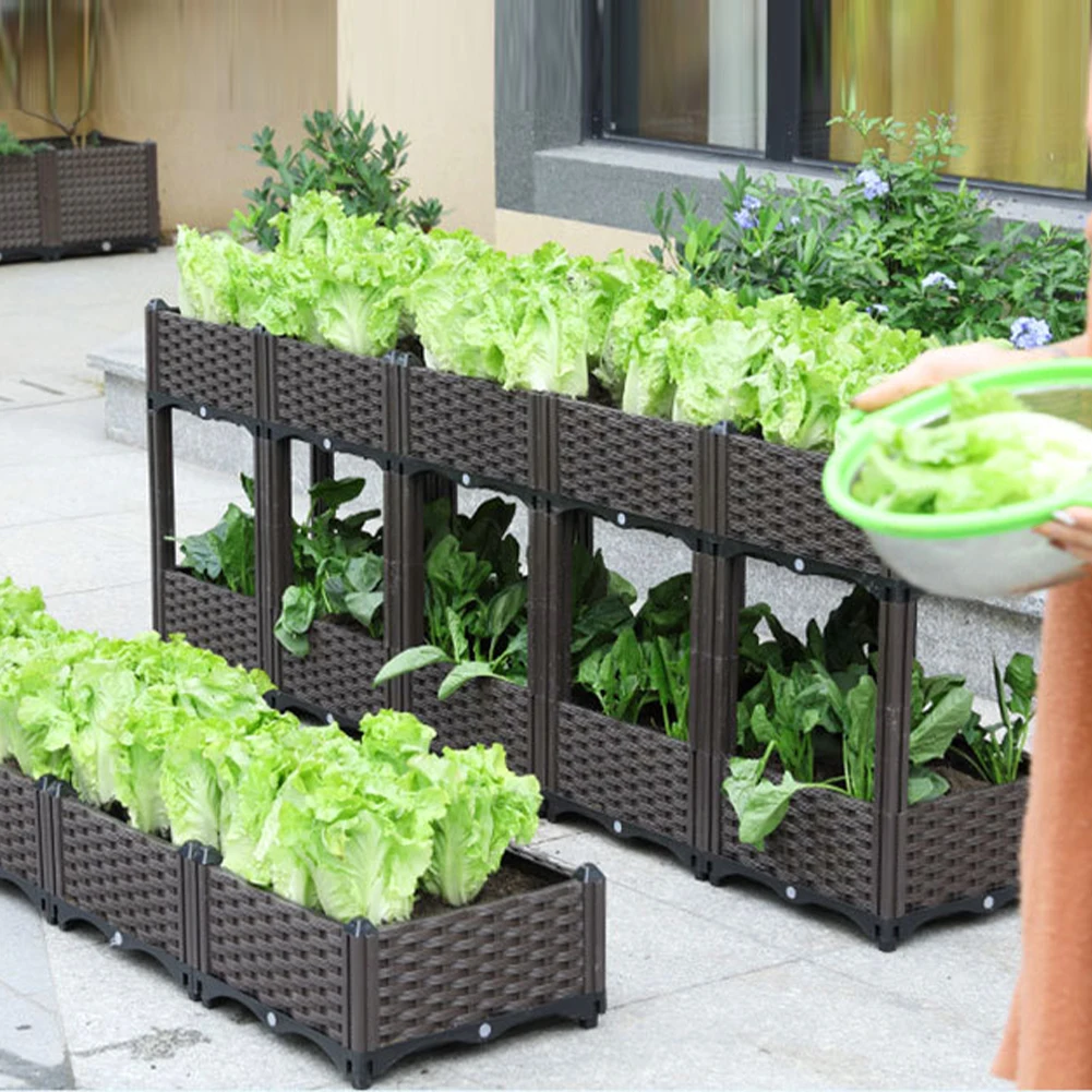 

Двухуровневый балконный ящик для овощей, износостойкий, утолщенный, легкий, приподнятый грядка для цветов, томатов и трав