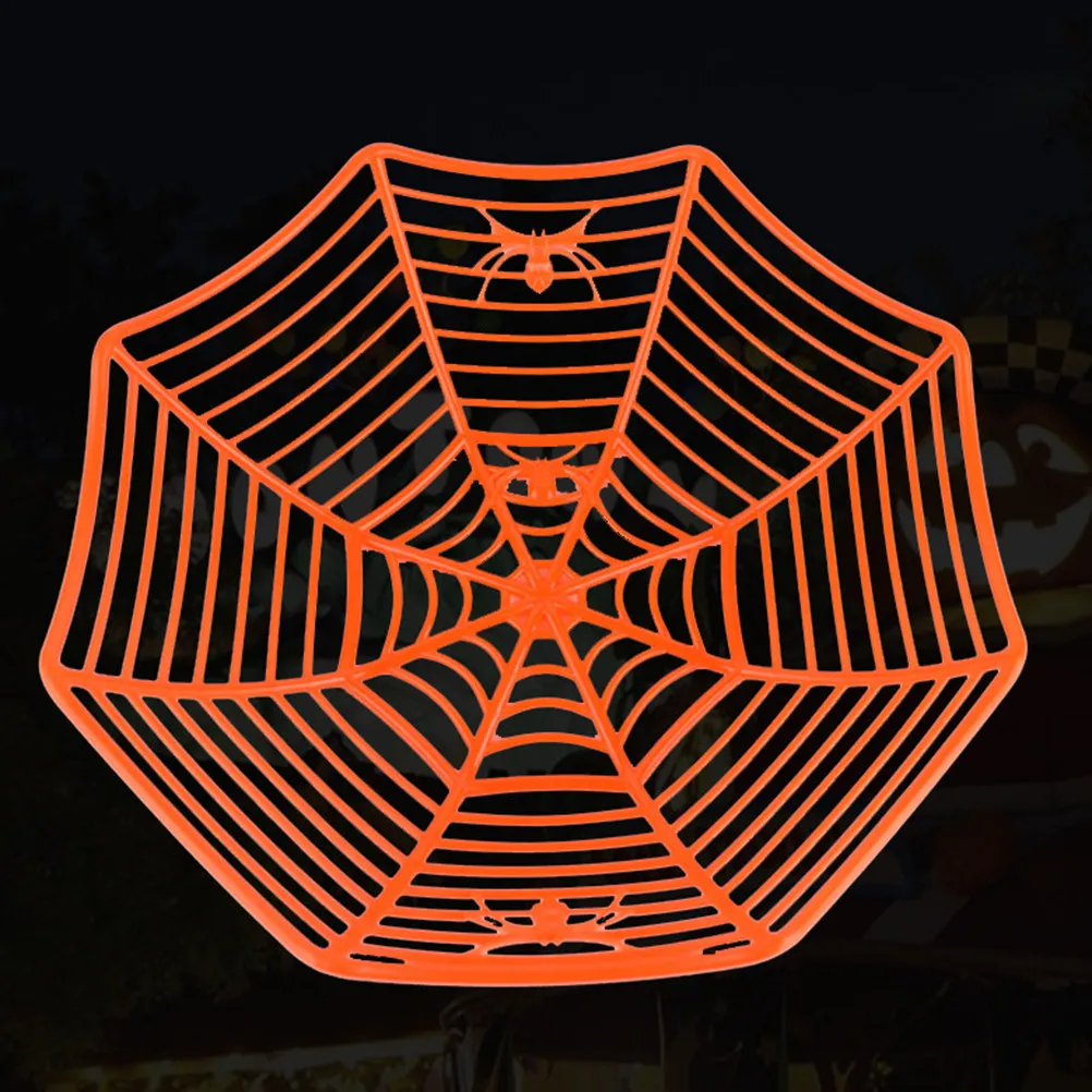 2Pcs Halloween Candy Basket Plastic Spider Web Storage Basket Black Orange Party Festival Gathering Decorations