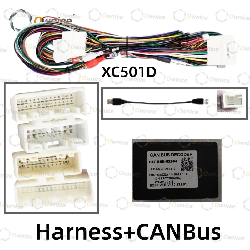 Ownice Car Radio Power Cable Harness Canbus For Madaz CX-5 Axela Madaz 3 2015 - 2018 Audio Adaptor Cable Android Head Unit dvd