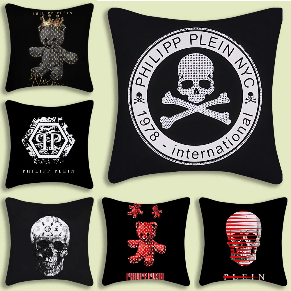 Horror Skull P-PLEINS Qp-P-PHILIP Pillow Covers Cartoon Sofa Decorative Home Double-sided Printing Short Plush Cute Cushion