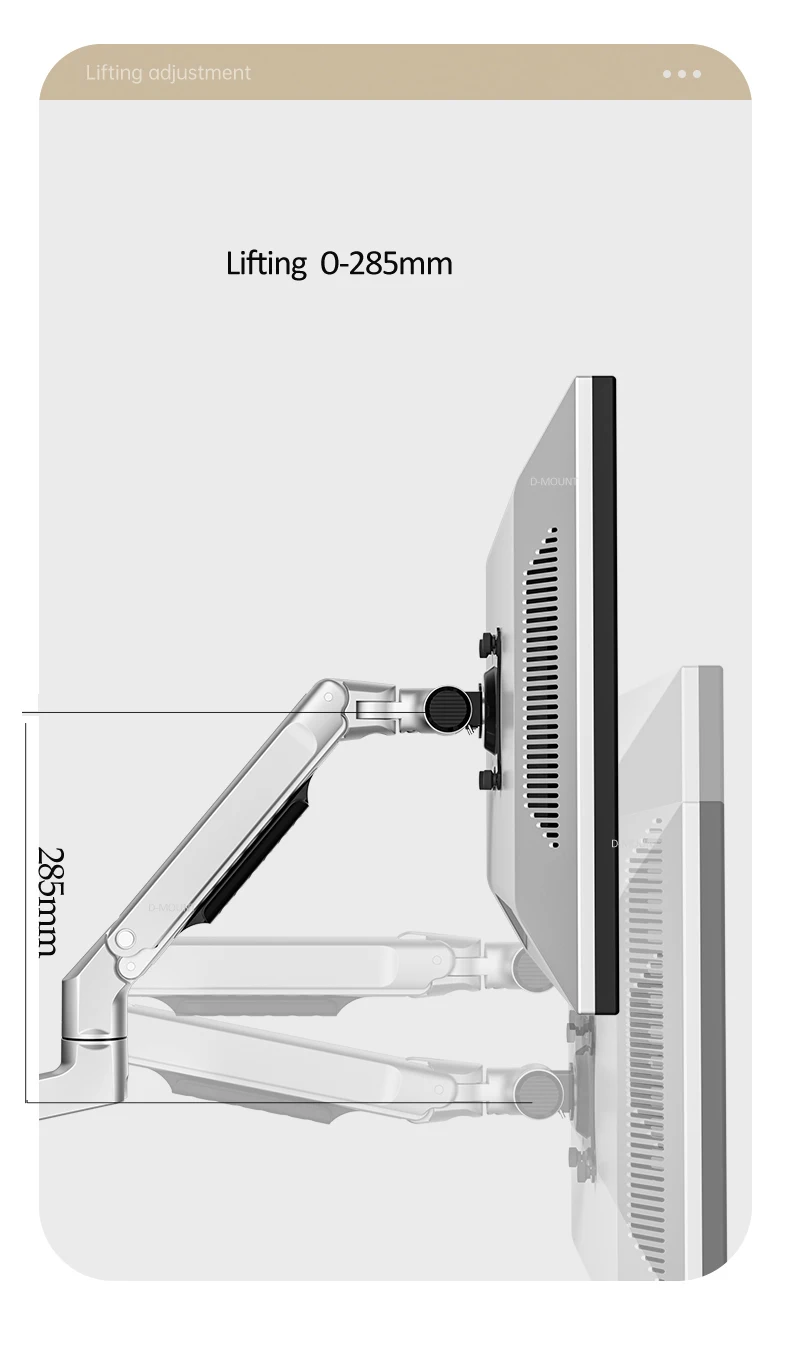 DL-8012K mechanical spring 3-11kg dual arm clamp grommet base 100x100 computer lcd table mount 17