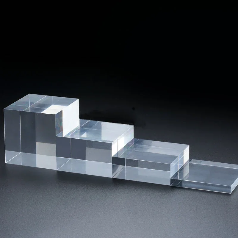 Square Acrylic Solid Display Cube Riser Pedestal Block Shop Retail Skin Care Cosmetic Jar Jewelry Stand Rack For Window Cabinet