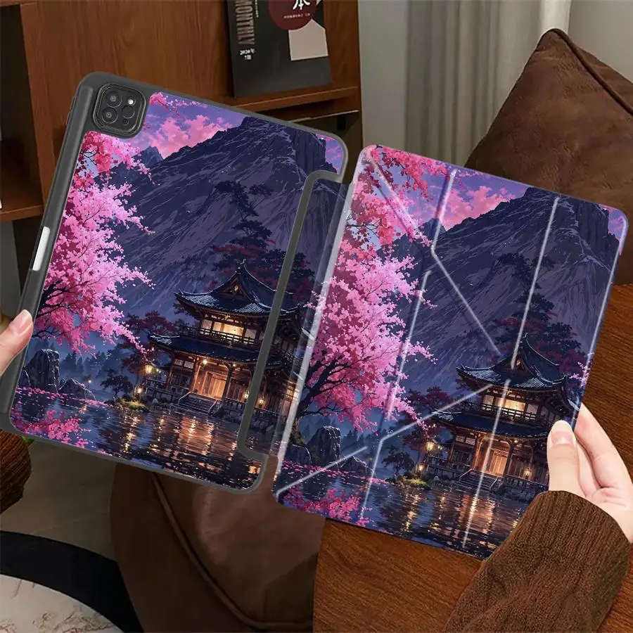 Tablet Case For iPad Mini 6 7 Air 4 5 M3 M2 M4 11inch Pro 11th 10th 9th 8th 7th 12.9inch Pro 2025 Holder Cover Mountain View