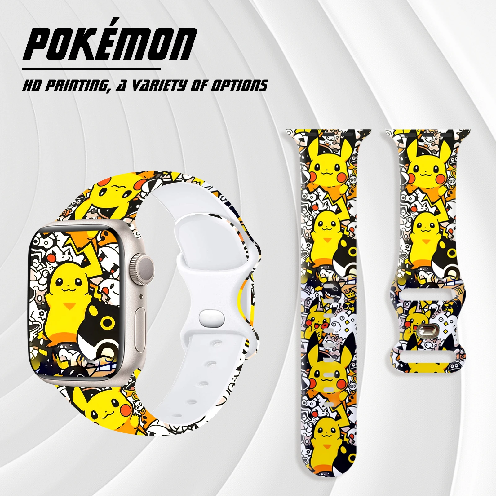 

Pocket Monster Print Strap for iWatch 11 10 9 8 Silicone Band Replaceable Bracelet for Apple Watch 46mm 44mm 42mm 41mm Watchband