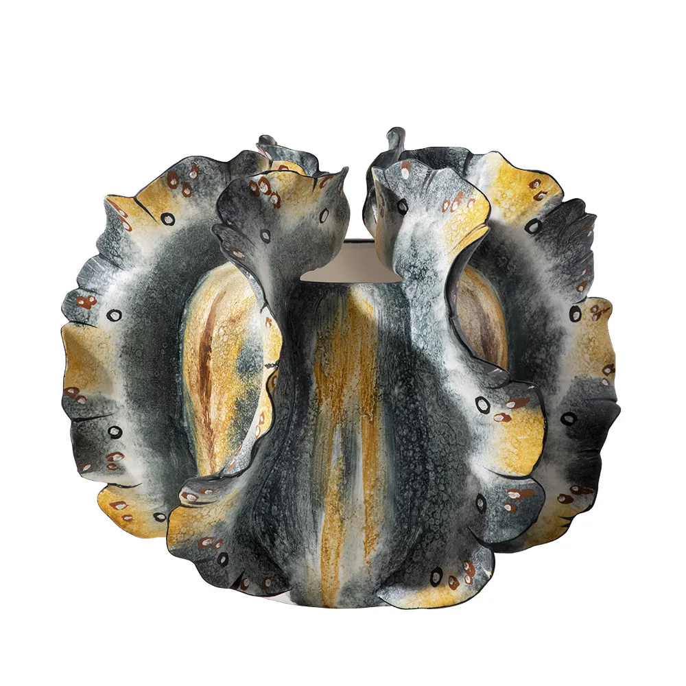 Omaysn Hand Painted Butterfly Ceramic Vase, Artistic Floral Decor for Living Room, Creative Home Accent