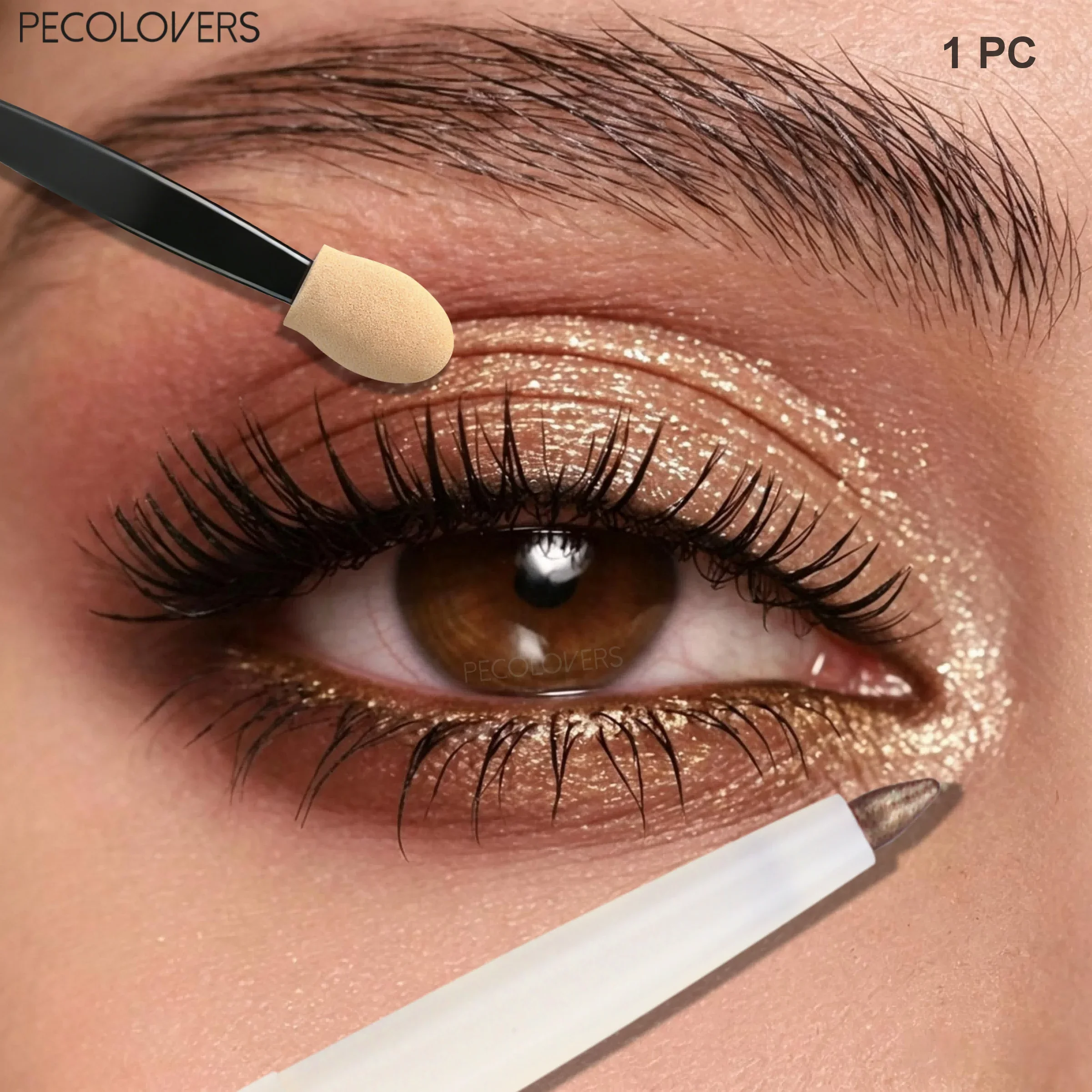 1 PC Shiny Eye Highlighter Pen Used As Eye Shadow Cheek Nose Highylighter, Come with Free Eyeshadow Brush for Whimsy Gleam