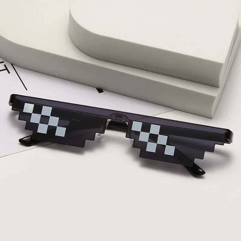 Mosaic Sunglasses For Mens Womens Pixel Black Retro Gamer Robot Sunglasses Cool Party Vintage Shades Eyewear image 3