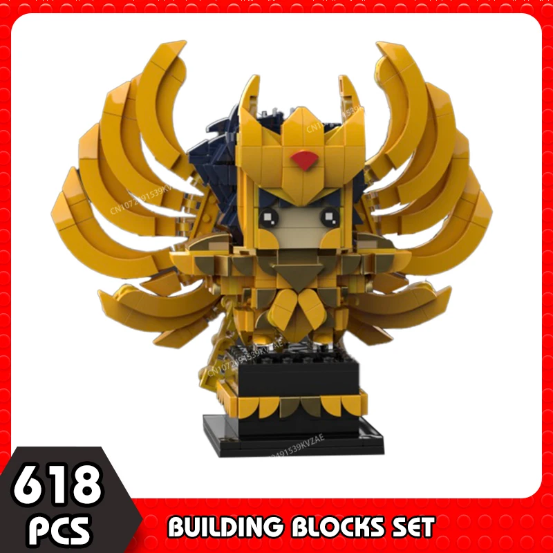 MOC Saint Seiyaed Brickheadz Building Blocks Japanese Anime Athena Action Figures Glacier Zilong Ikki Bricks Warrior Toys