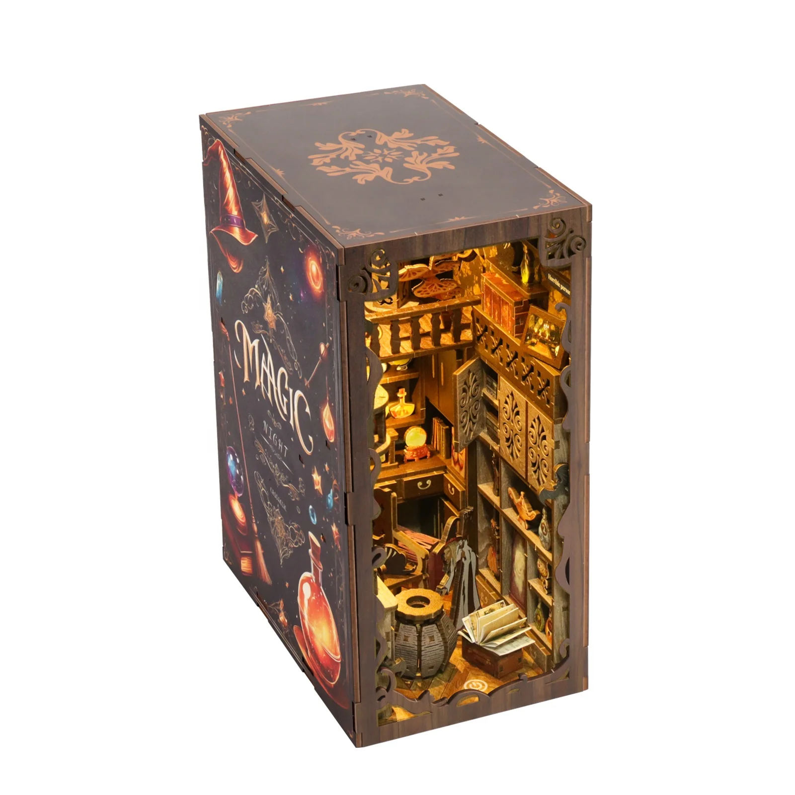 

Миниатюрный книжный уголок из МДФ: Набор для самостоятельной сборки, 3D деревянный пазл, миниатюрный домик для декора библиотеки