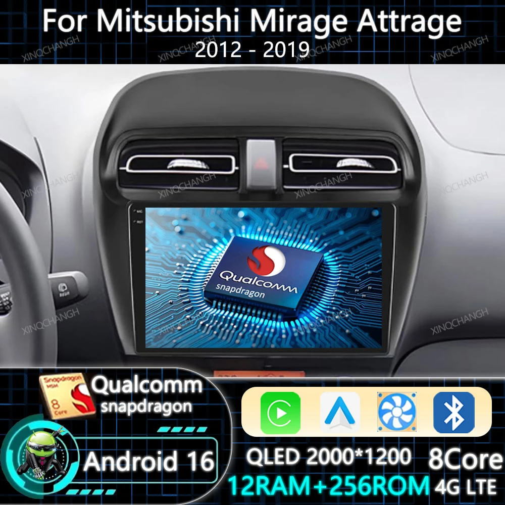 Android 16 Car Radio For Mitsubishi Mirage Attrage 2012 2018 2019 Space Star 2014 Carplay Auto Head Unit Multimedia Video Player
