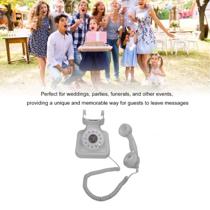 Audio Guest Book Retro Style 8G Capacity Audio Messages Telephone Record 120 Hours Recording For Weddings Parties Funerals White