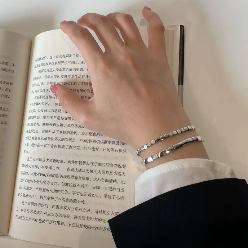 BOCAI New Real S925 Pure Silver Fashionable and Simple Design Woman Bracelet Temperament Literary Jewelry Accessories